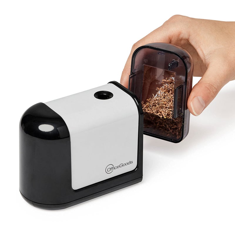 OfficeGoods Mini-Pro Electric Pencil Sharpener - Cordless Portable Sharpener - Battery Operated - Compact & Powerful for Home, Office & School - Black - Image 3